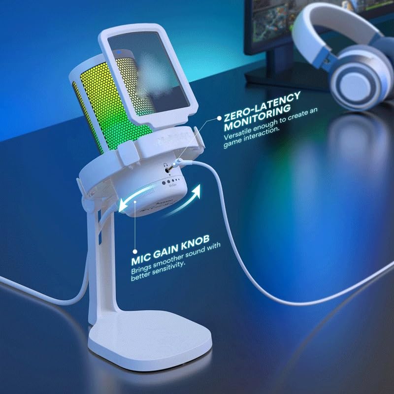 Gaming Condenser Microphone with Noise Canceling Mic