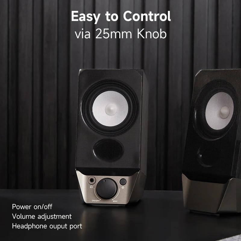 USB Computer Speakers with Bluetooth 5.3 AUX Bass Audio