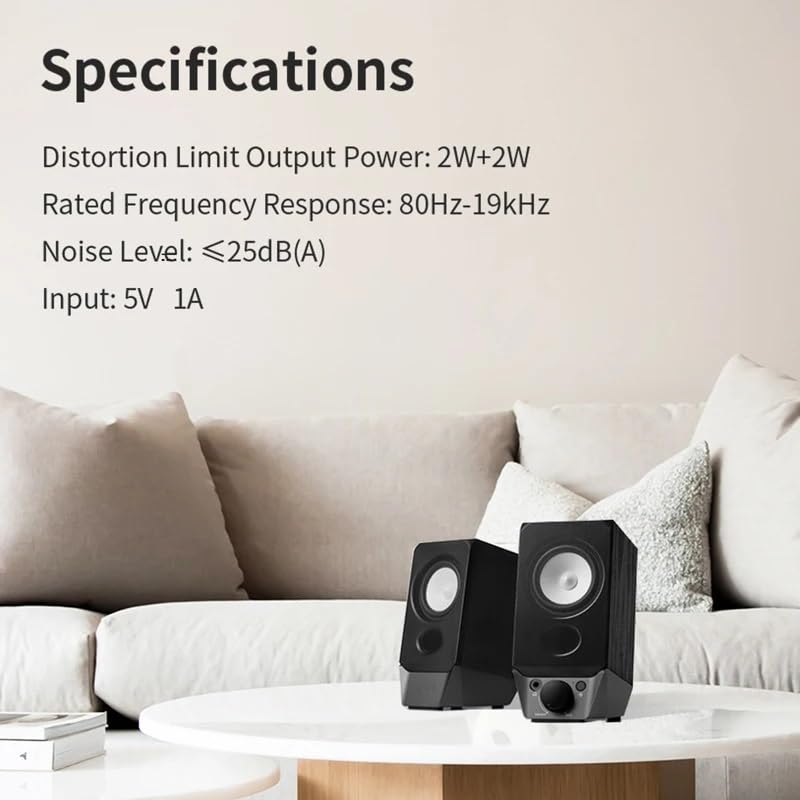 USB Computer Speakers with Bluetooth 5.3 AUX Bass Audio