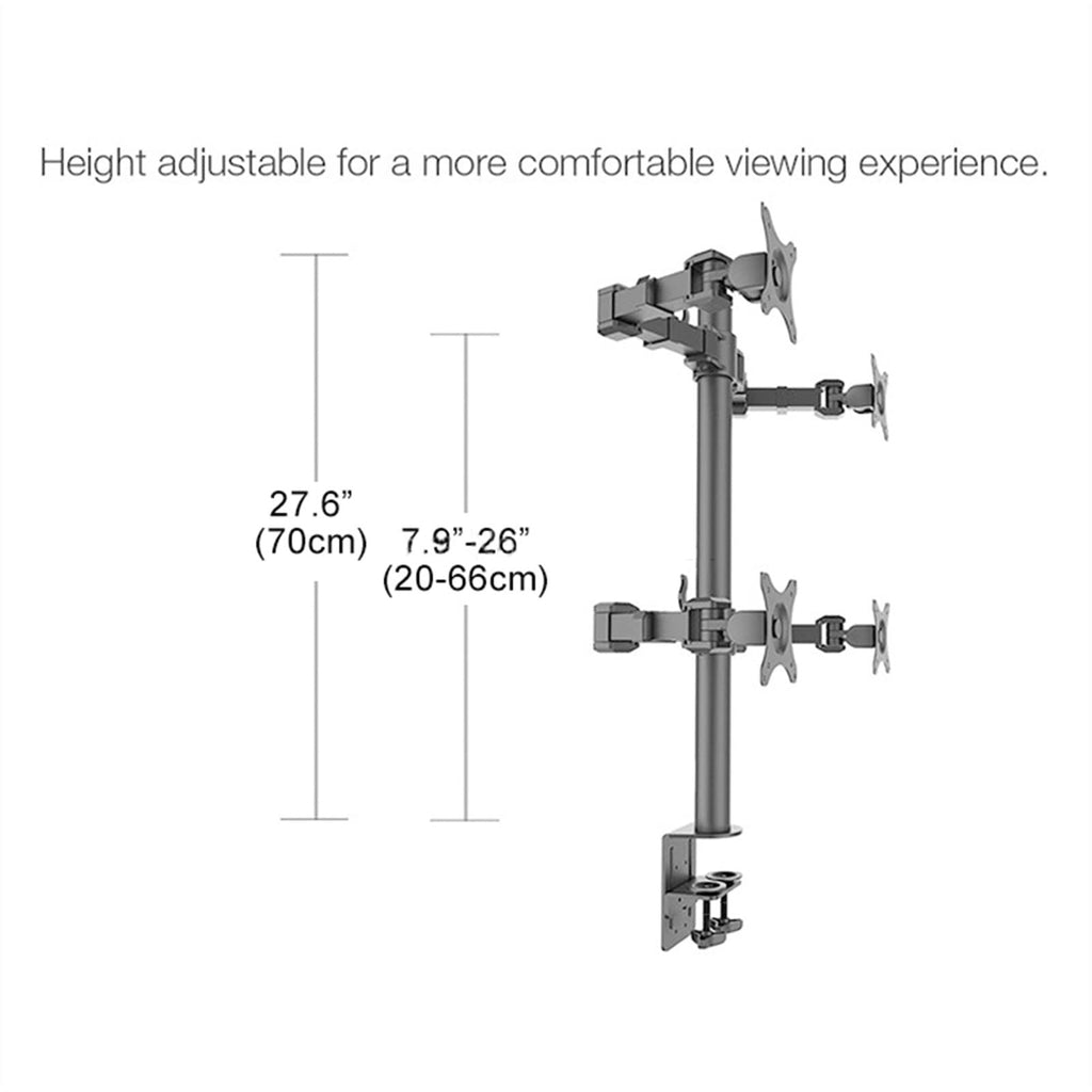 Quad Monitor Desk Mount Stand for Up to 30-Inch Displays