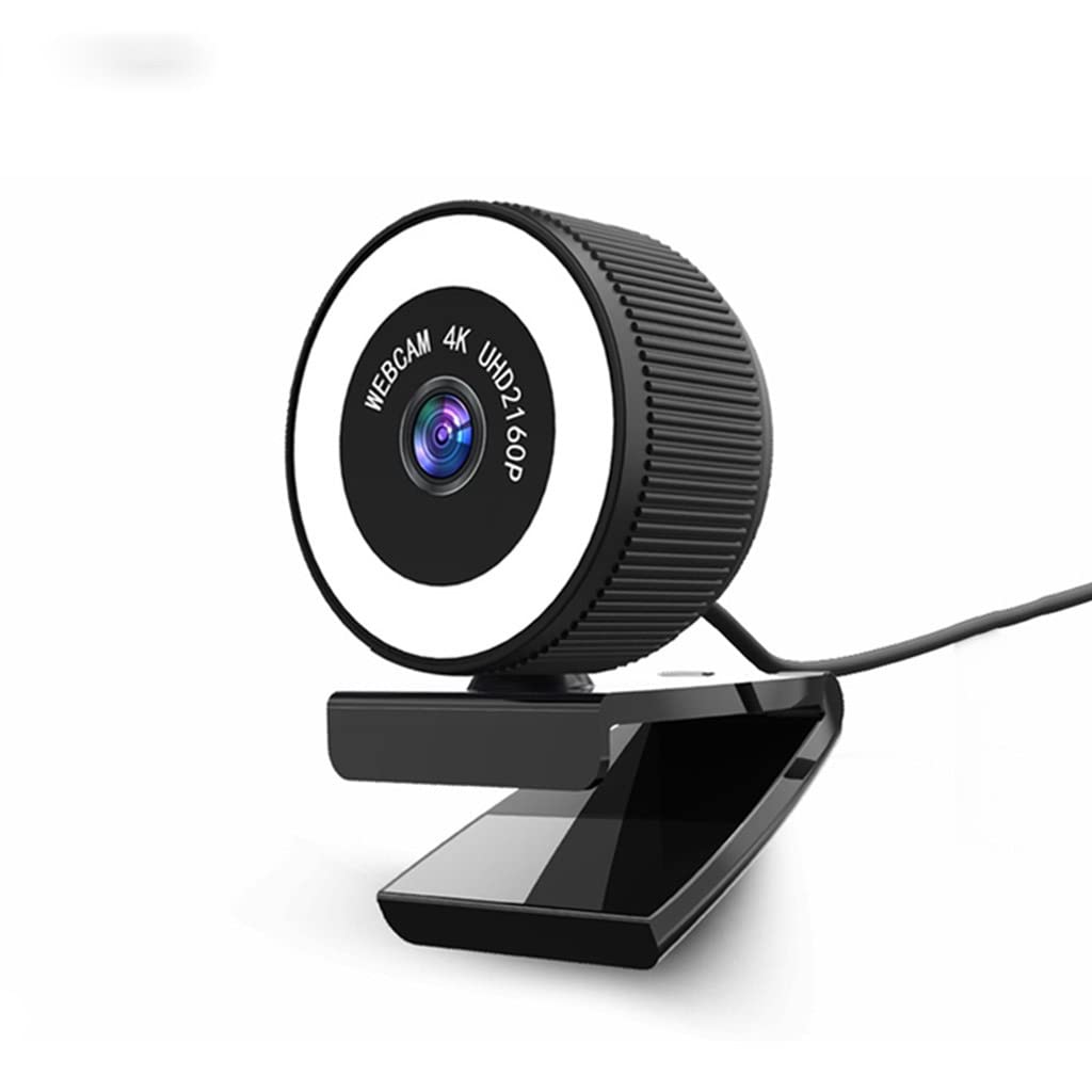 4K Webcam with Microphone and Fill Light