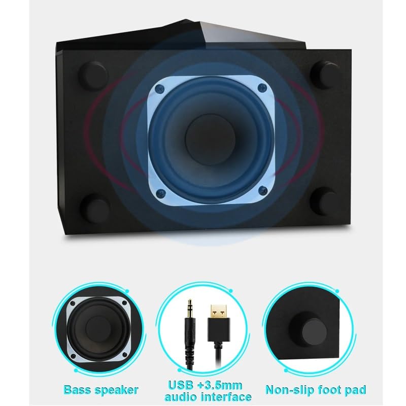 RGB Gaming Soundbar with Heavy Bass 2.1 Speakers