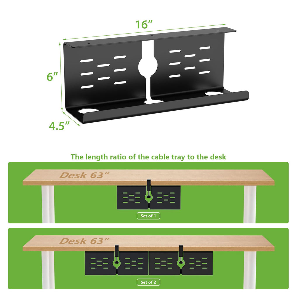 16-Inch Under Desk Cable Management Tray