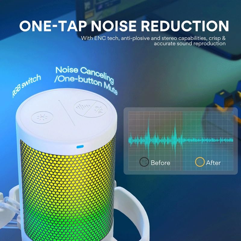 Gaming Condenser Microphone with Noise Canceling Mic