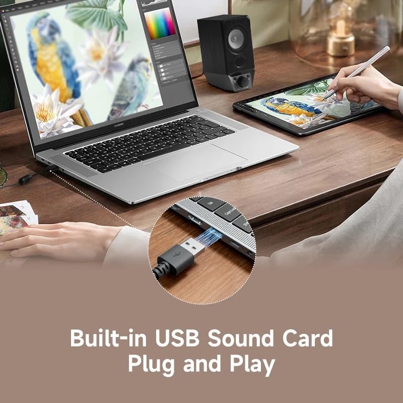 USB Computer Speakers with Bluetooth 5.3 AUX Bass Audio