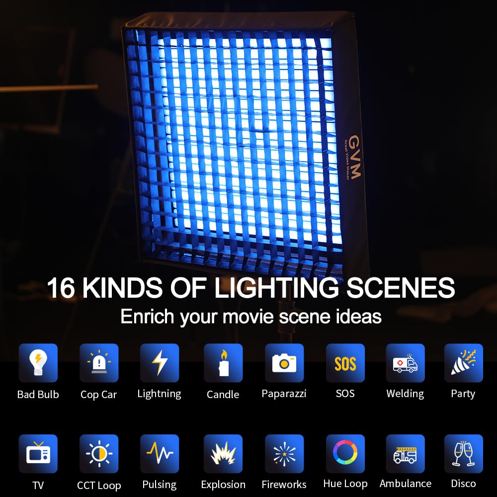 GVM 200W LED Light Panel with Bluetooth Control