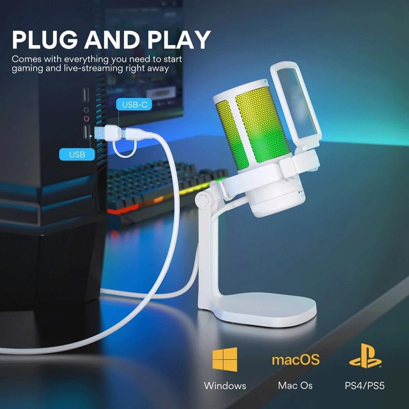 Gaming Condenser Microphone with Noise Canceling Mic
