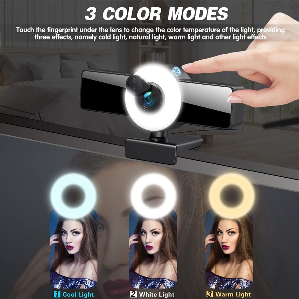 4K 8K Autofocus Webcam with LED Fill Light