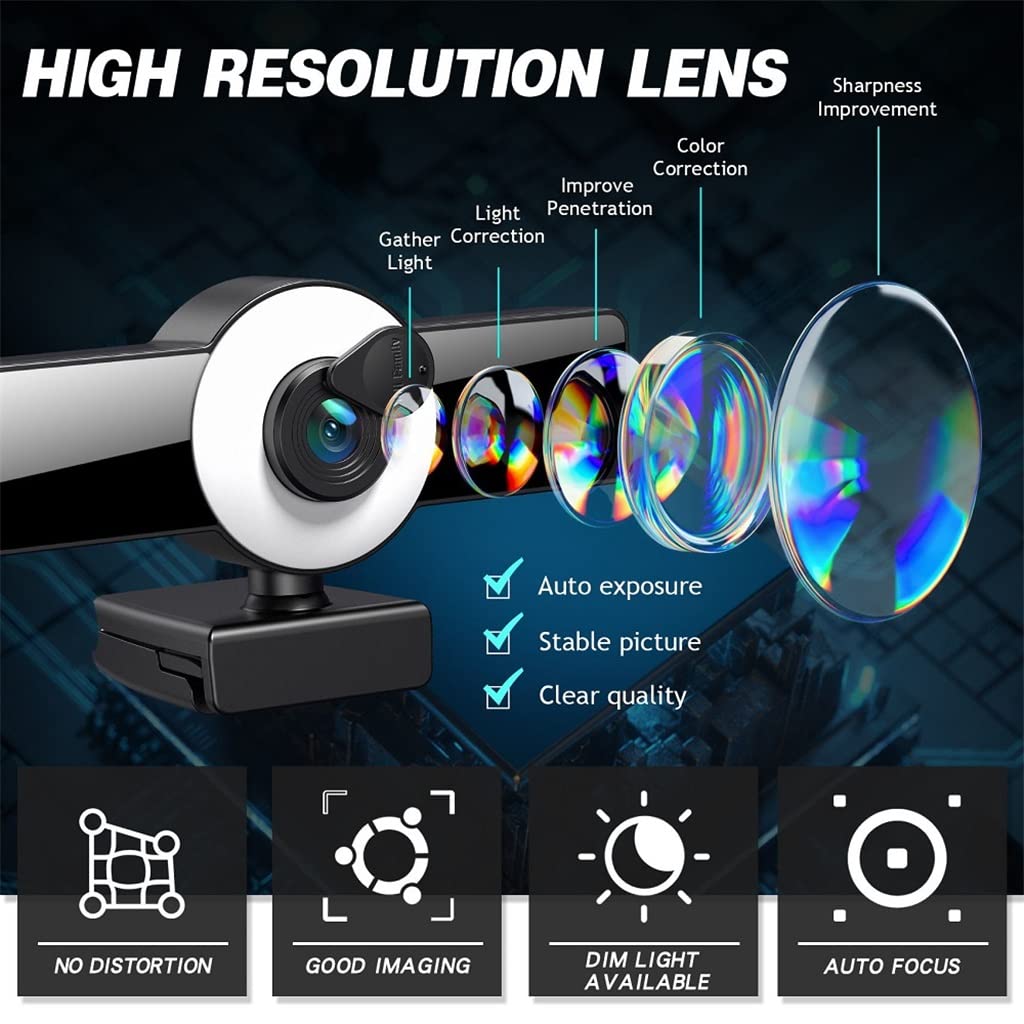 4K 8K Autofocus Webcam with LED Fill Light