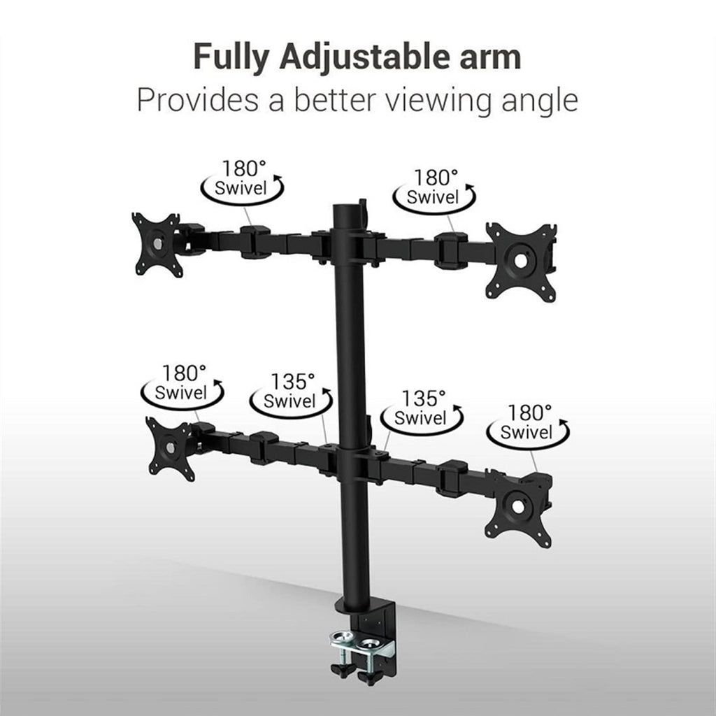 Quad Monitor Desk Mount Stand for Up to 30-Inch Displays
