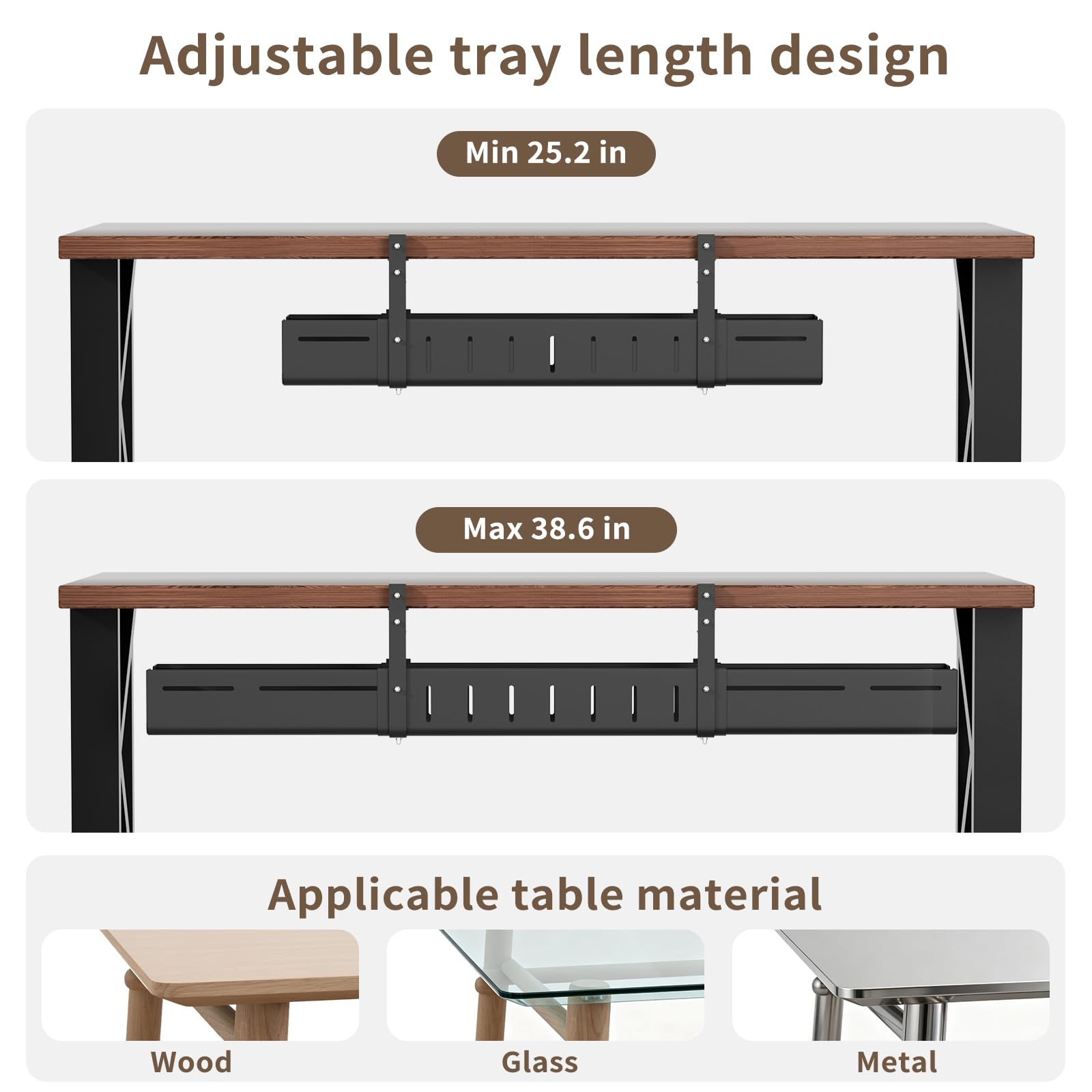 Expandable Under Desk Cable Management Tray