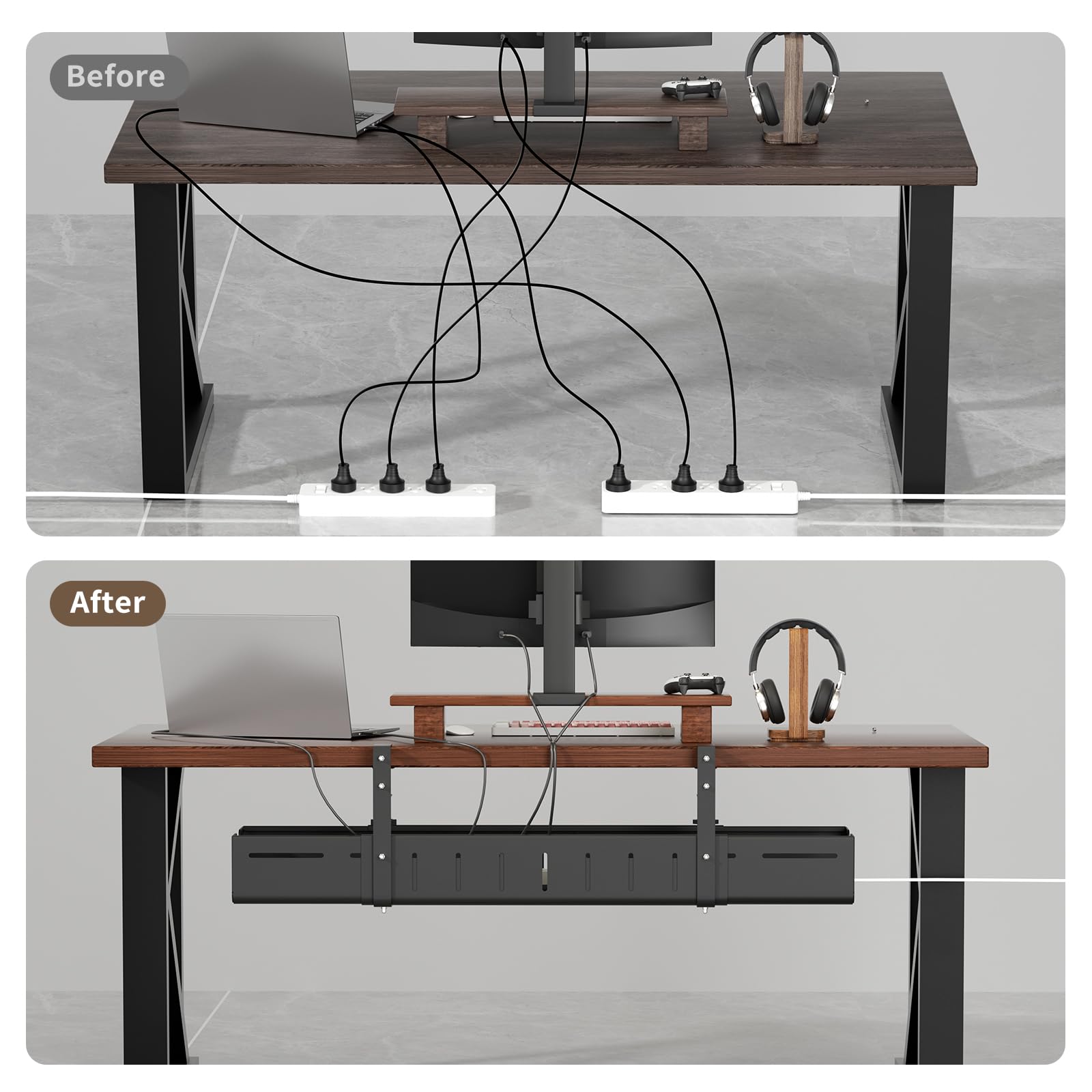Expandable Under Desk Cable Management Tray
