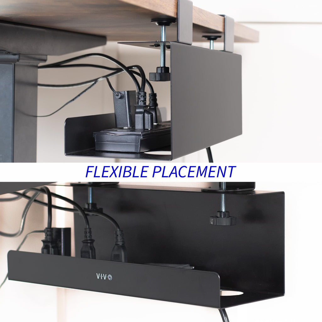 17-Inch Clamp-On Under Desk Cable Management Tray