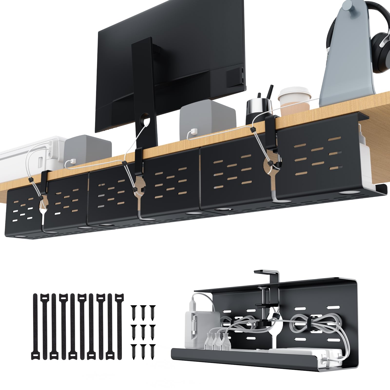 16-Inch Under Desk Cable Management Tray