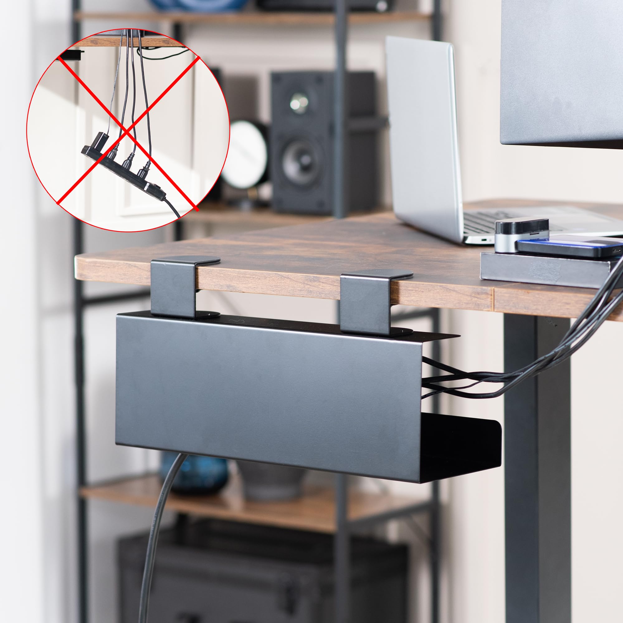 17-Inch Clamp-On Under Desk Cable Management Tray