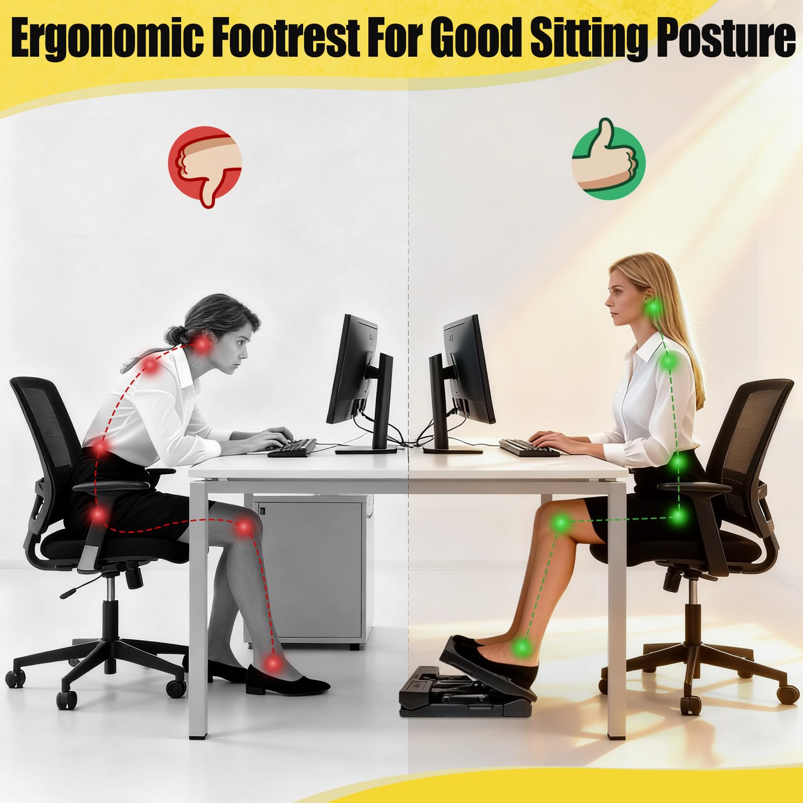 Adjustable Under Desk Foot Rest with Massage Beads