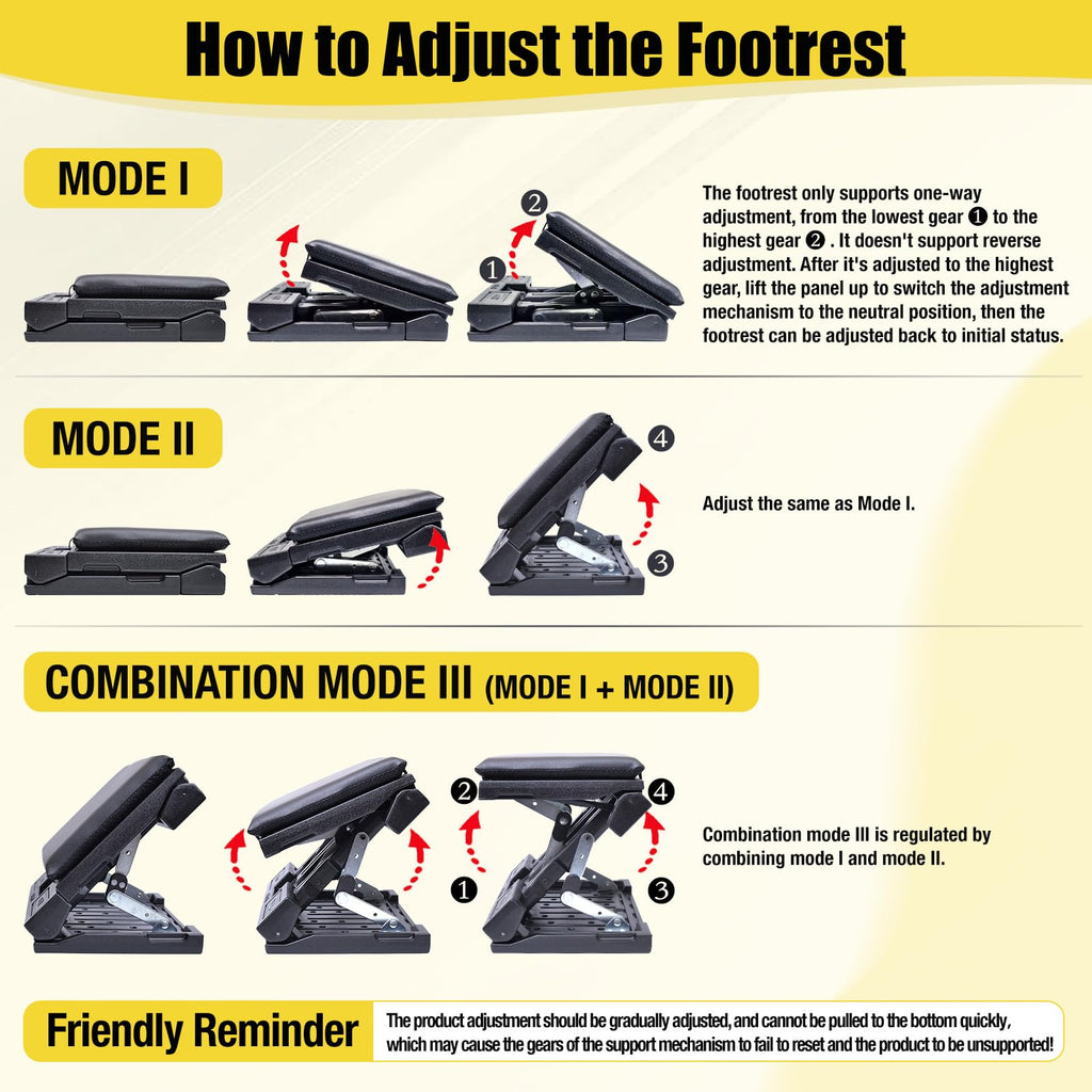 Adjustable Under Desk Foot Rest with Massage Beads