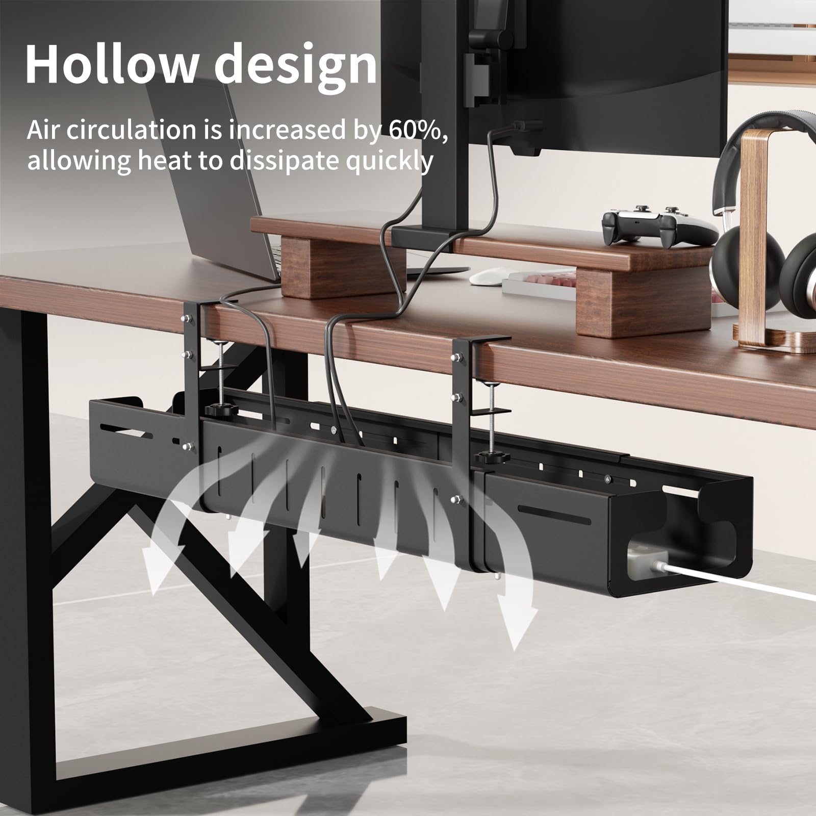 Expandable Under Desk Cable Management Tray