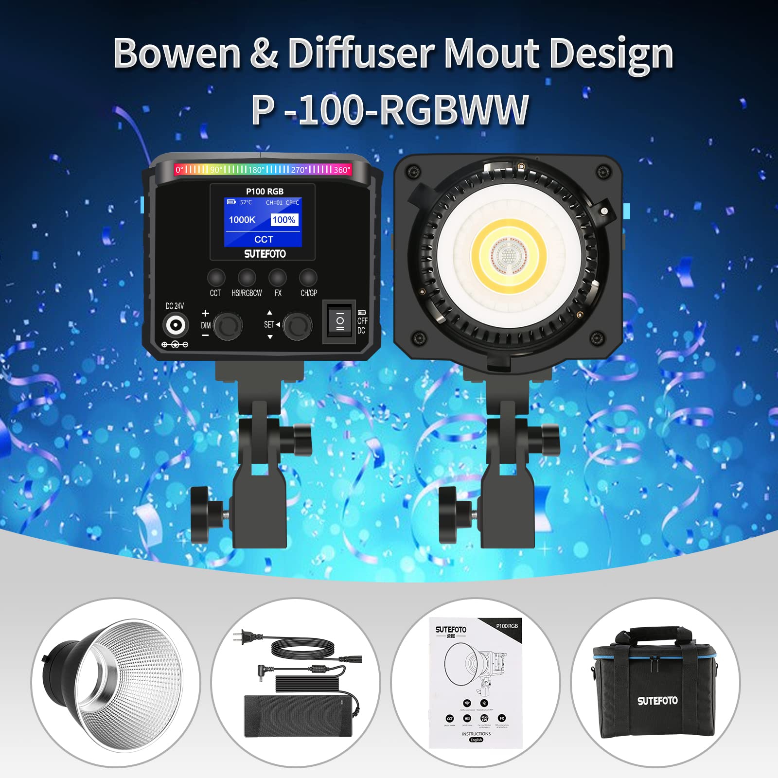 100W RGB Video Light with App Control