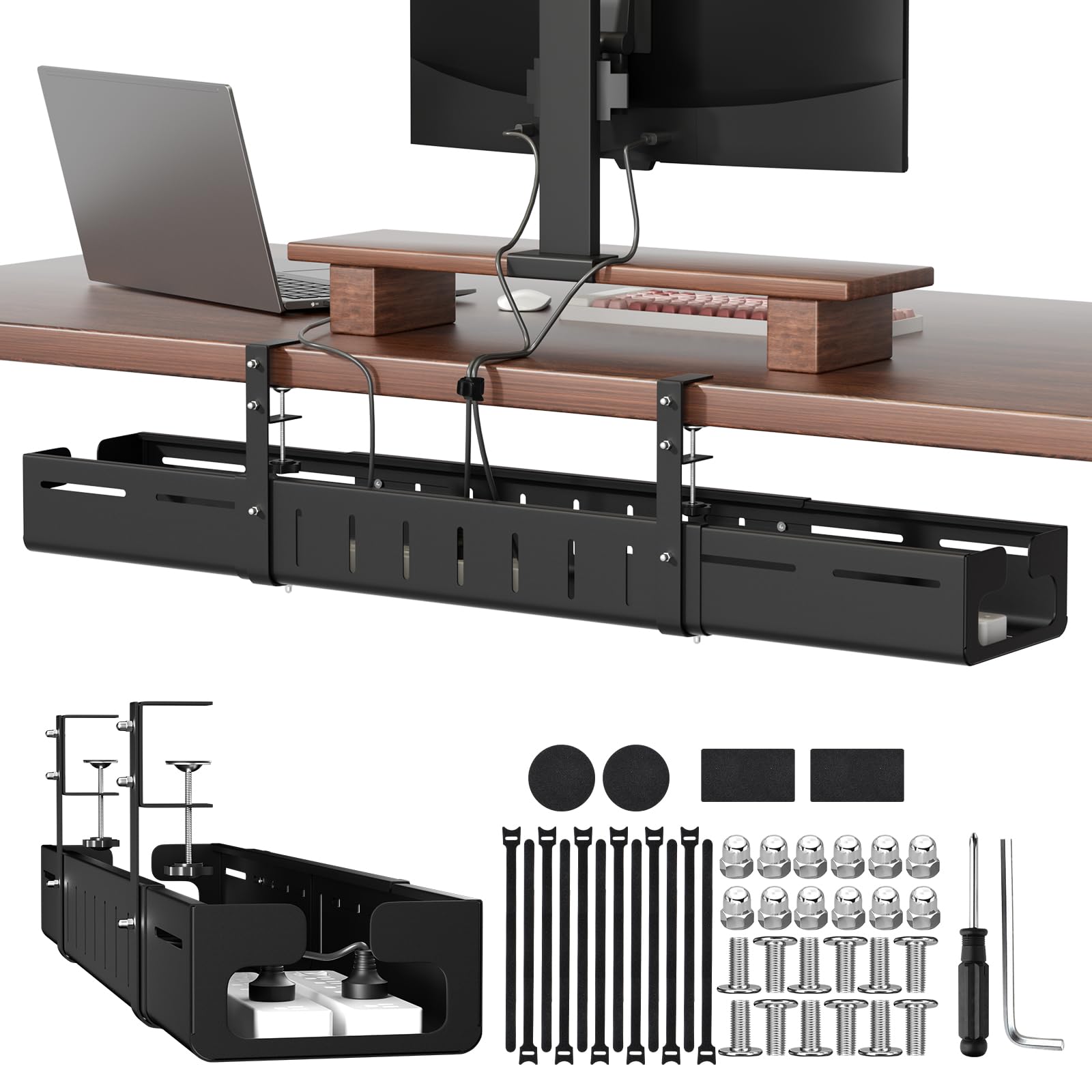 Expandable Under Desk Cable Management Tray