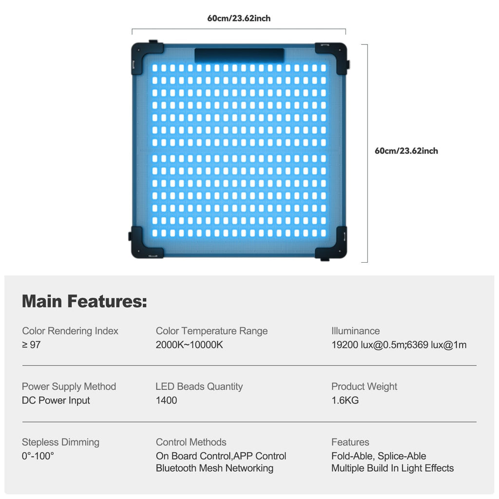 GVM 200W LED Light Panel with Bluetooth Control