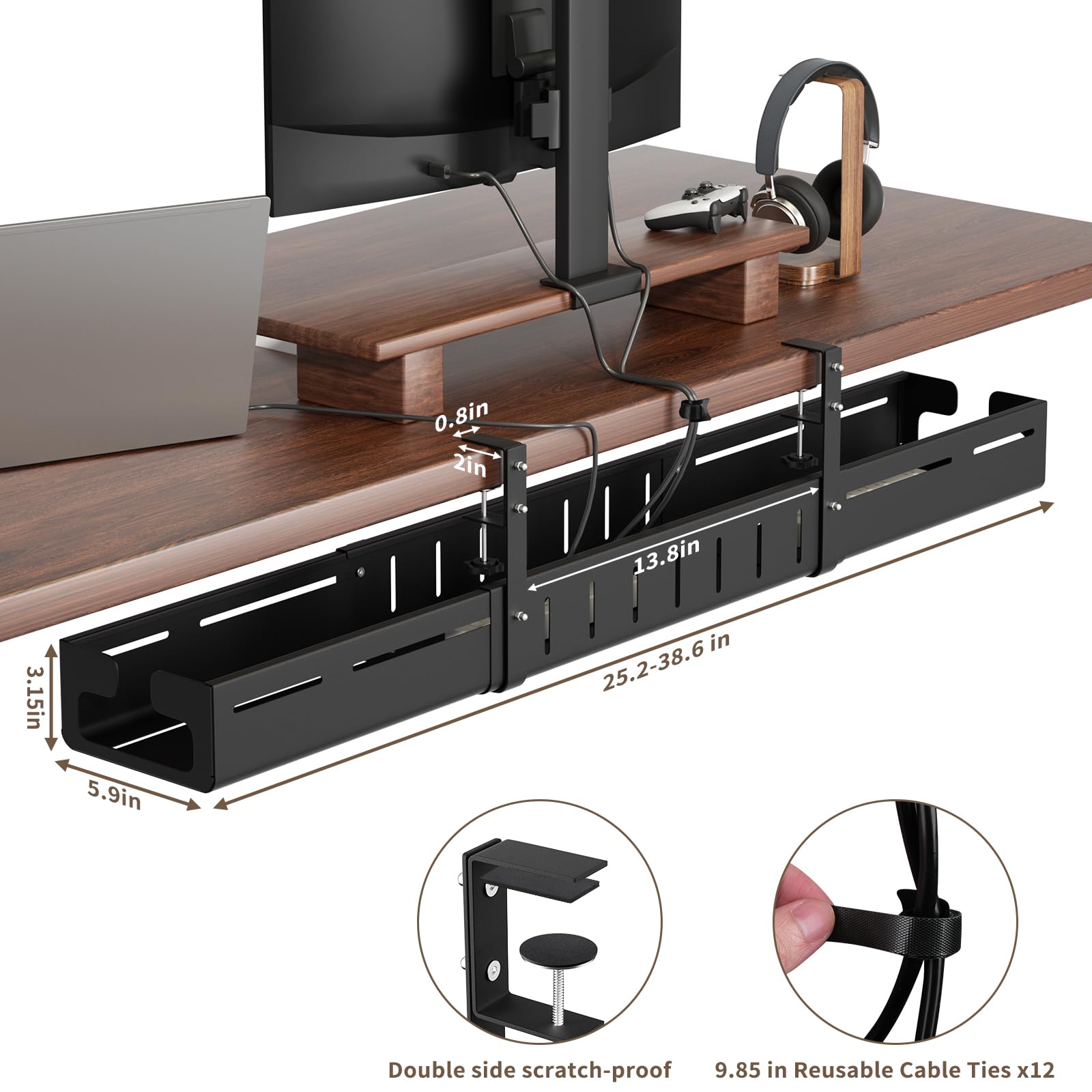 Expandable Under Desk Cable Management Tray