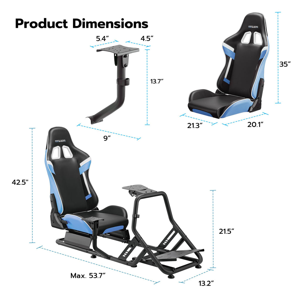Racing Simulator Cockpit with Monitor Mount & Seat
