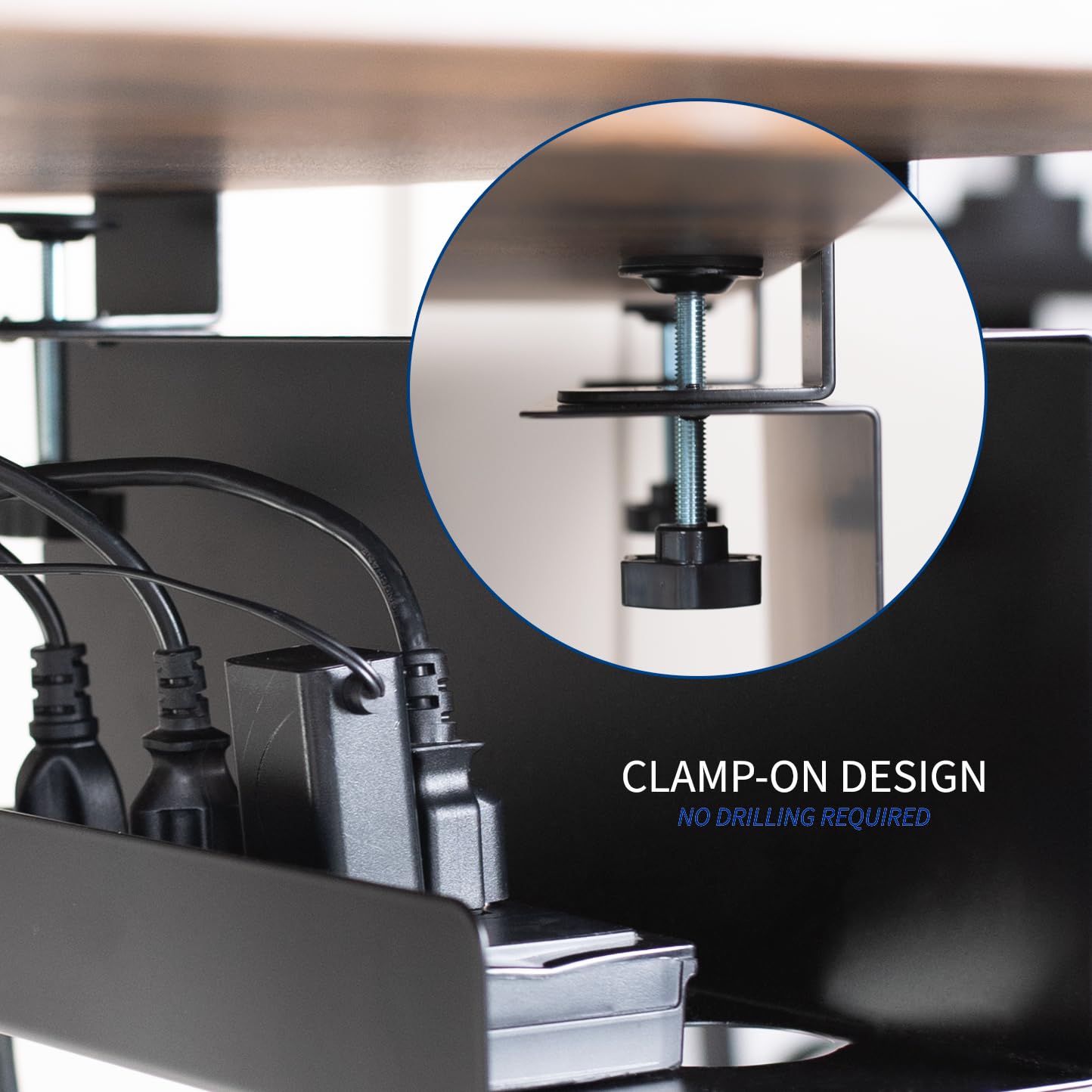17-Inch Clamp-On Under Desk Cable Management Tray