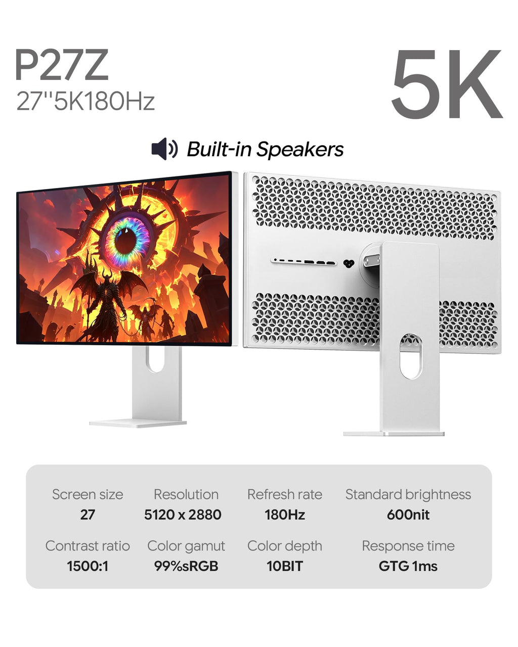 27-Inch 5K Gaming Monitor Dual Mode 180Hz/330Hz