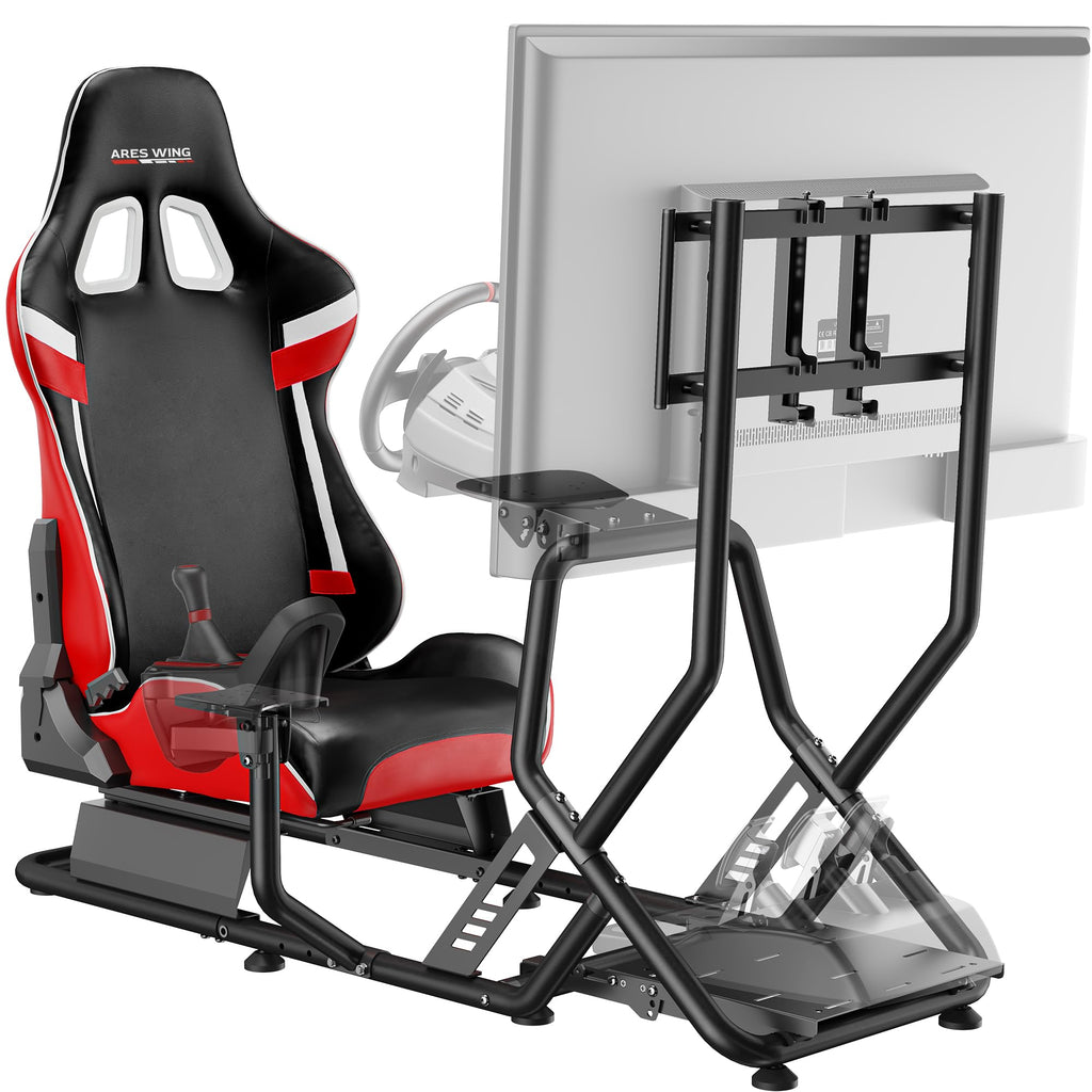 Racing Simulator Cockpit with Monitor Mount & Seat