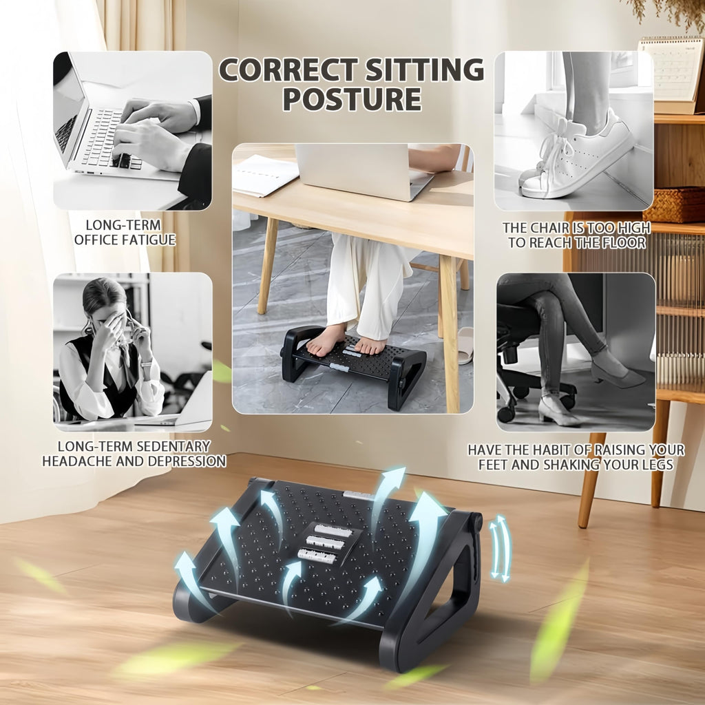 Adjustable Under Desk Foot Rest with Massage Roller
