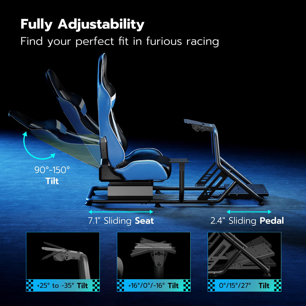 Racing Simulator Cockpit with Monitor Mount & Seat