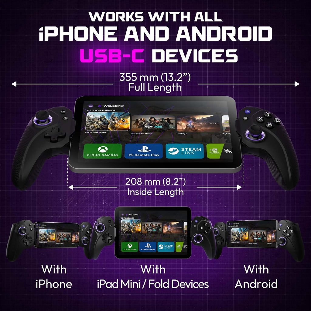 USB-C Mobile Gaming Controller Bundle with Case & Cable