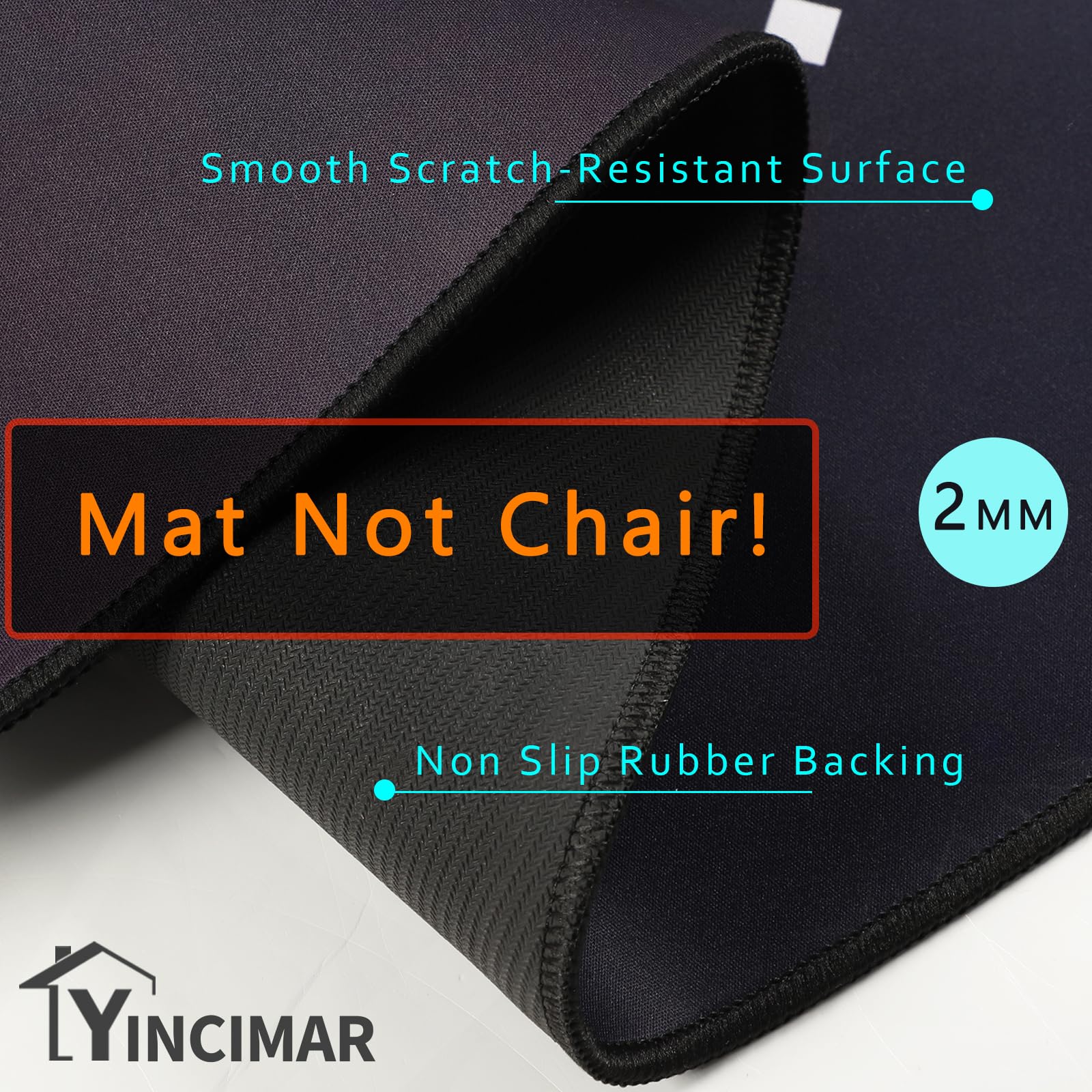 Yincimar Chair Mat for Hardwood Floor 47" Round Anti-Slip