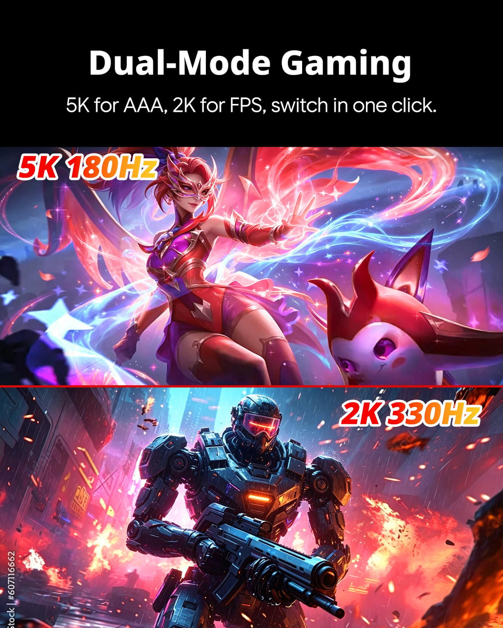 27-Inch 5K Gaming Monitor Dual Mode 180Hz/330Hz