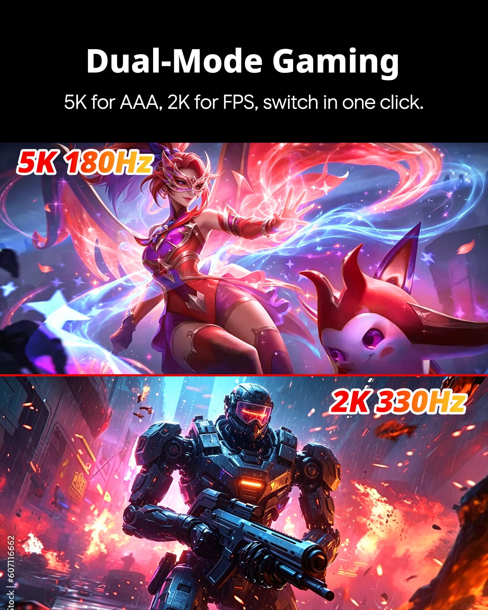 27-Inch 5K Gaming Monitor Dual Mode 180Hz/330Hz