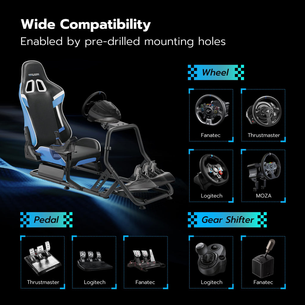 Racing Simulator Cockpit with Monitor Mount & Seat