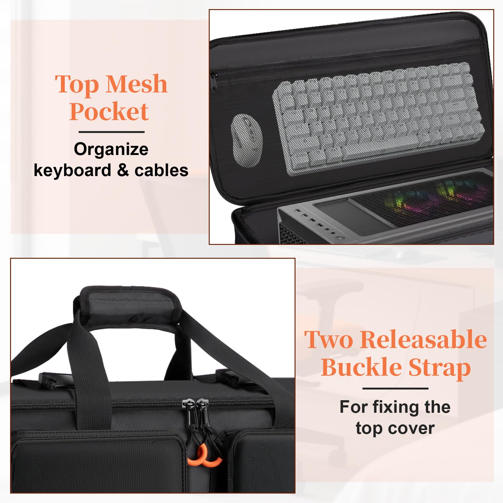 Desktop Tower Carrying Case for PC & Accessories