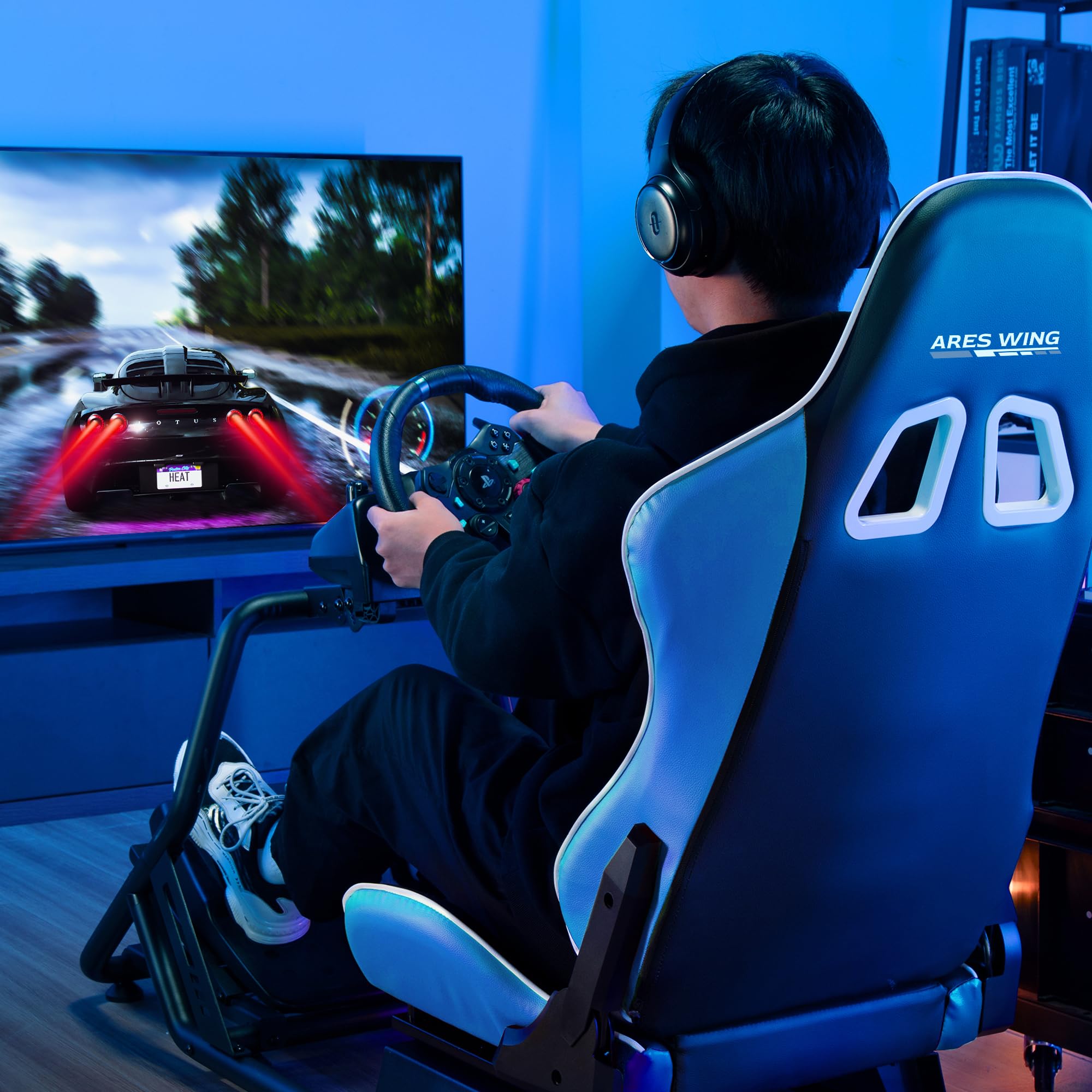 Racing Simulator Cockpit with Monitor Mount & Seat