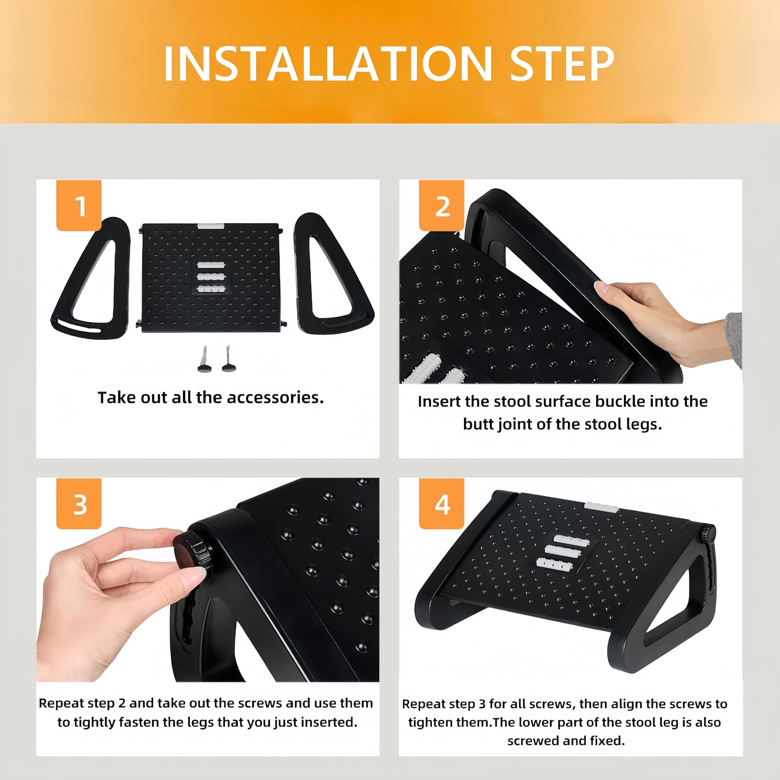 Adjustable Under Desk Foot Rest with Massage Roller