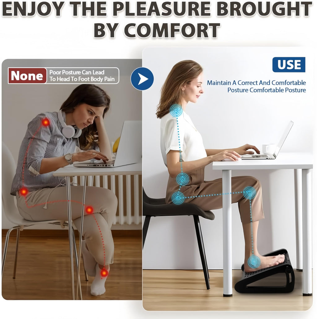 Adjustable Under Desk Foot Rest with Massage Roller